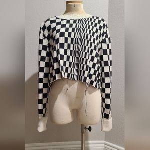 Tommy hilfiger vintage checkered crop sweater womens XL